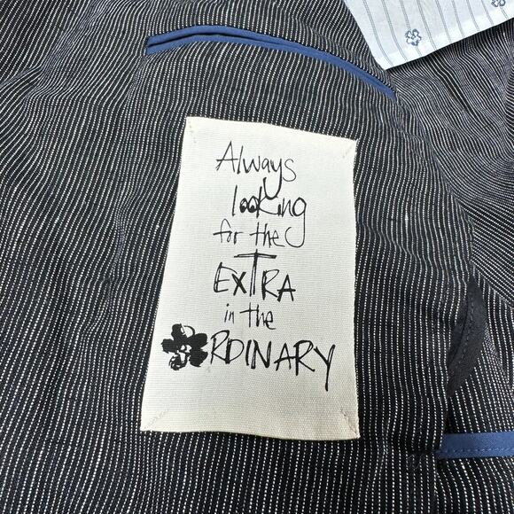 Ted Baker NWT Maver Fine Striped Linen Double Breasted Blazer Size 4 Large Gray - Picture 9 of 11